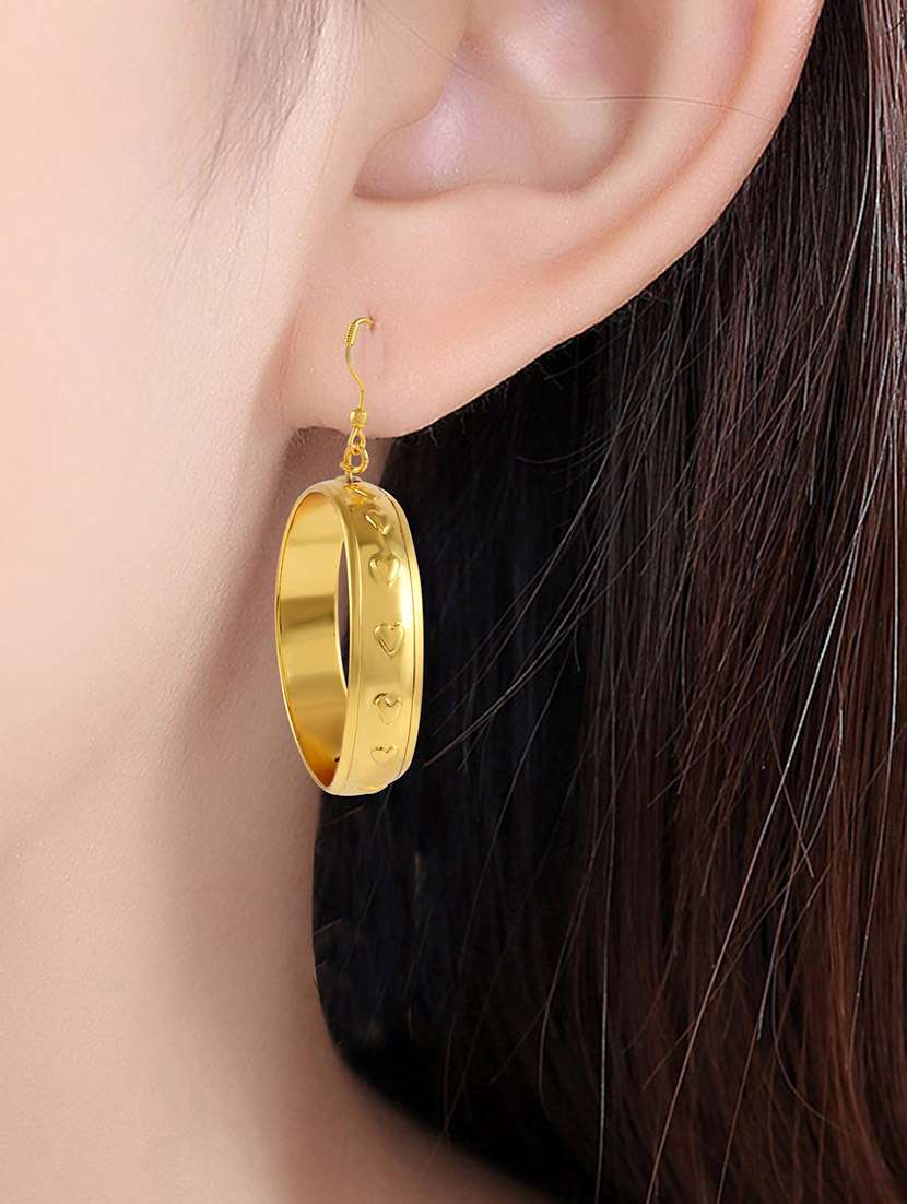 women gold brass hoop earrings - 21666145 -  Standard Image - 3