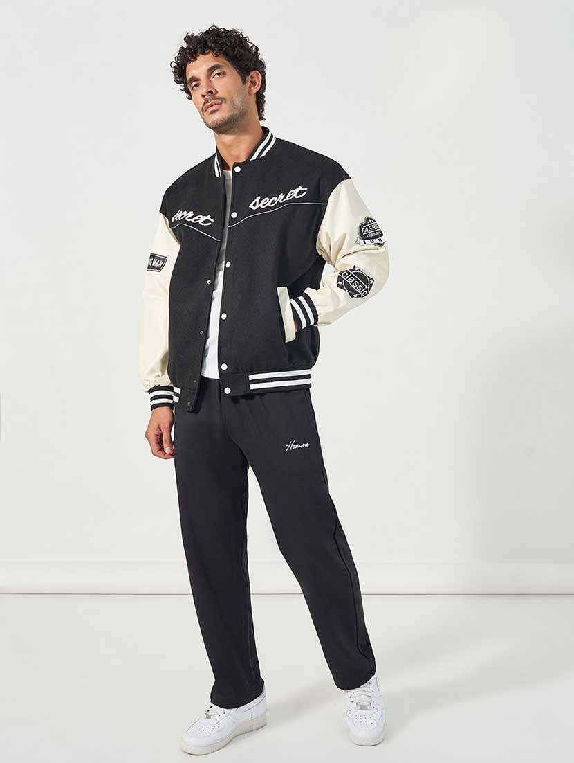 men black color block varsity jacket - 21666279 -  Standard Image - 5
