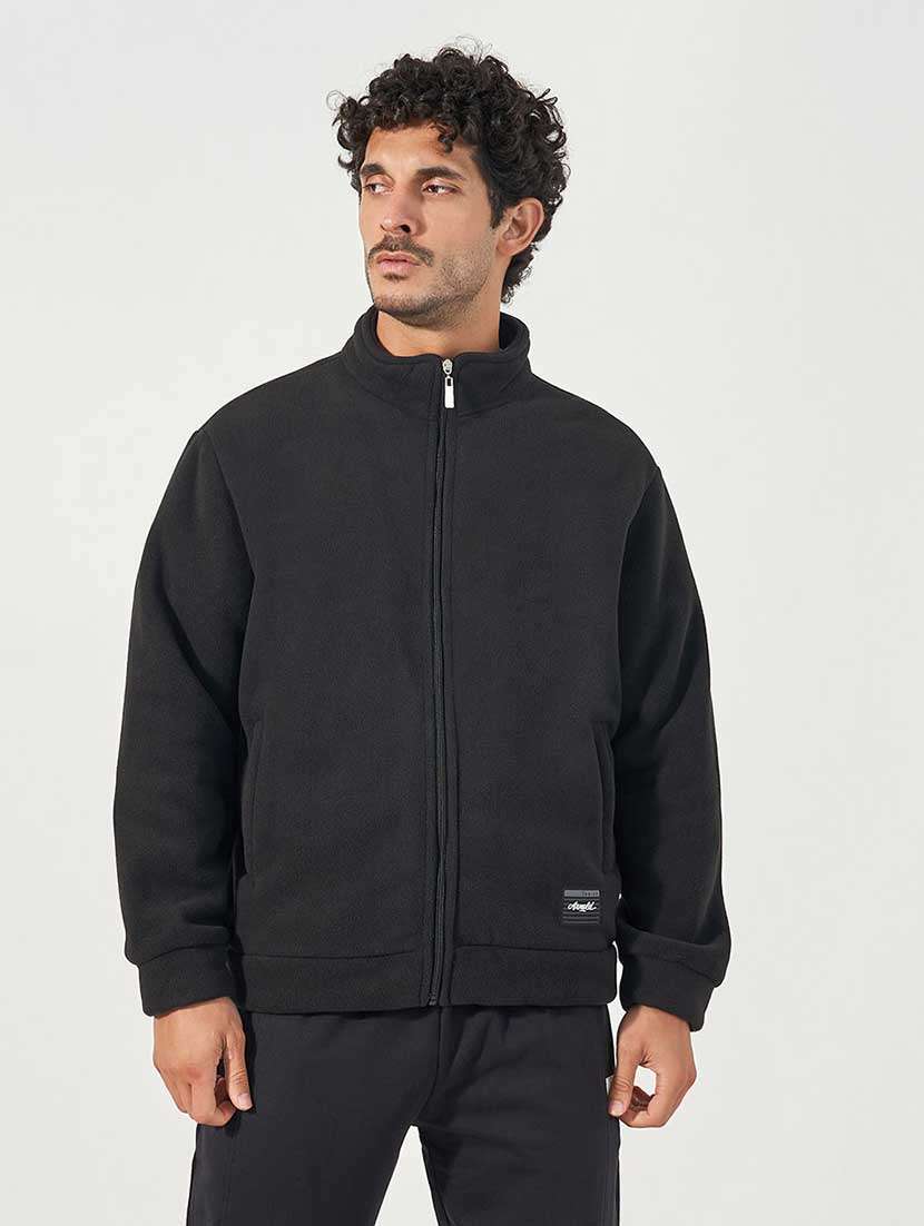 men black solid long sleeve casual jacket - 21666280 -  Zoom Image - 0