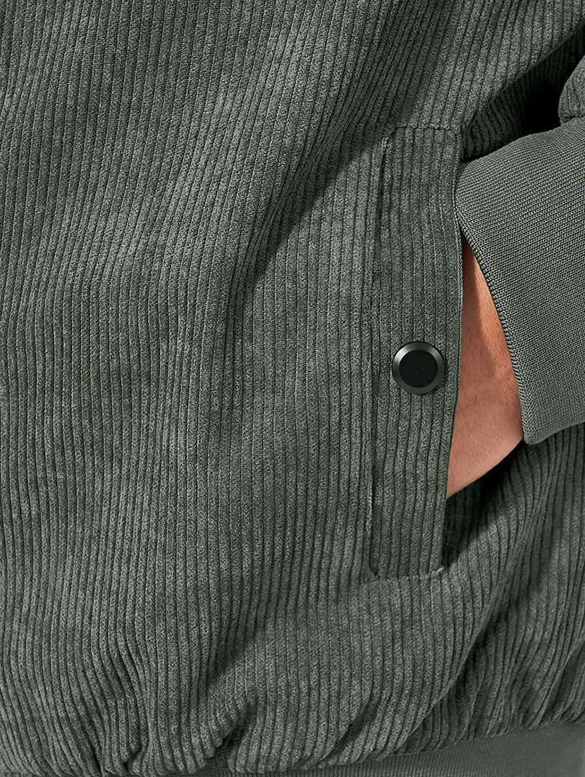 men olive solid long sleeve casual jacket - 21666285 -  Standard Image - 3