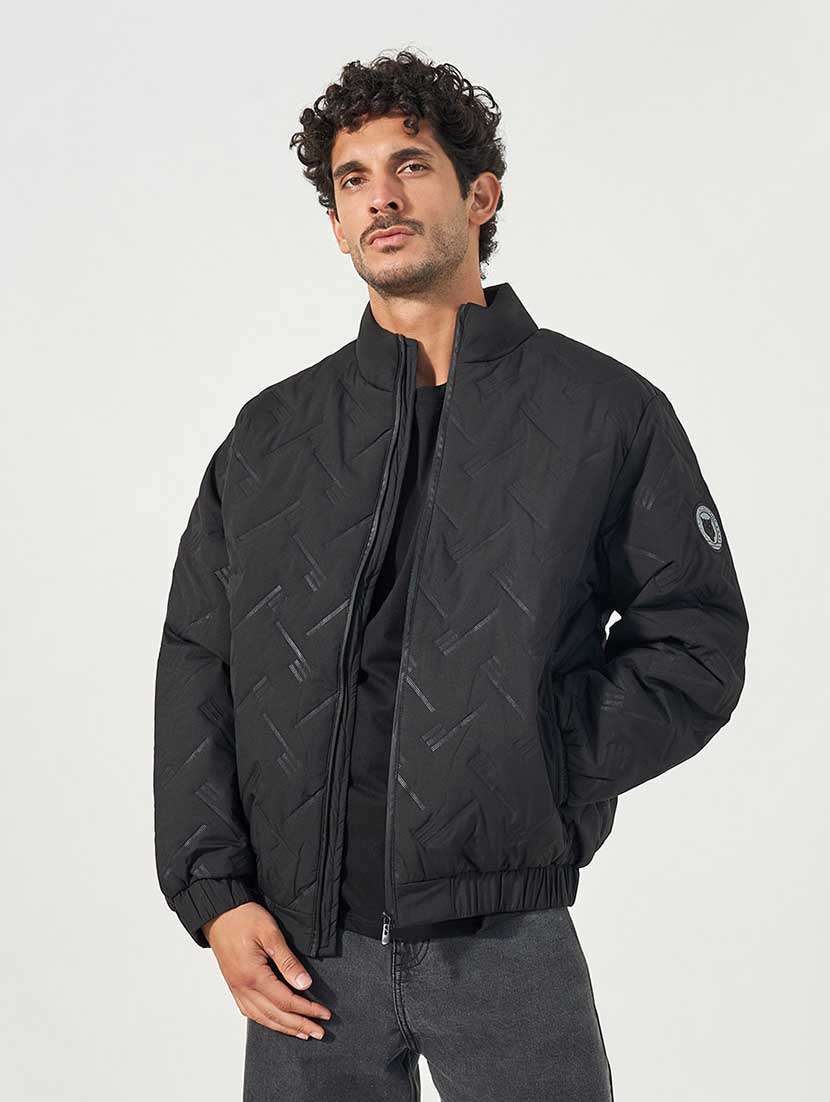 men black solid long sleeve casual jacket - 21666286 - Zoom Image - 0