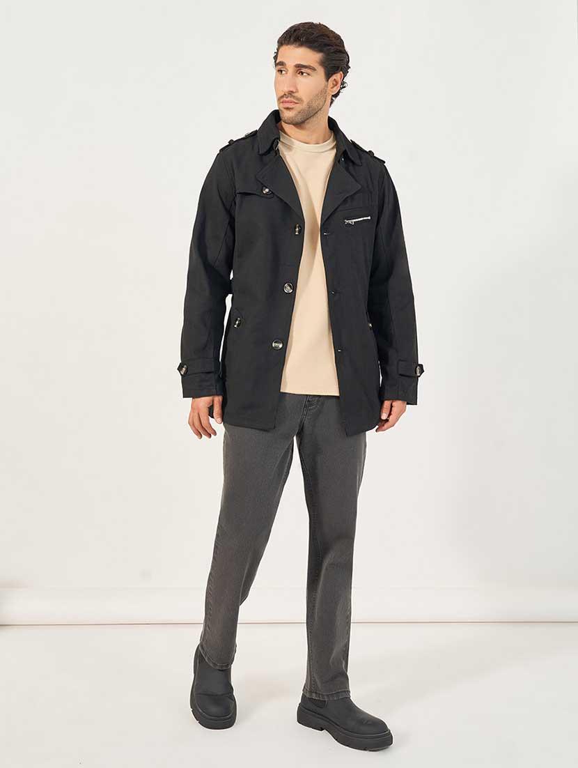 men black solid long sleeve regular jacket - 21666289 - Standard Image - 3