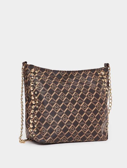 women brown printed sling bag - 21666310 - Standard Image - 0