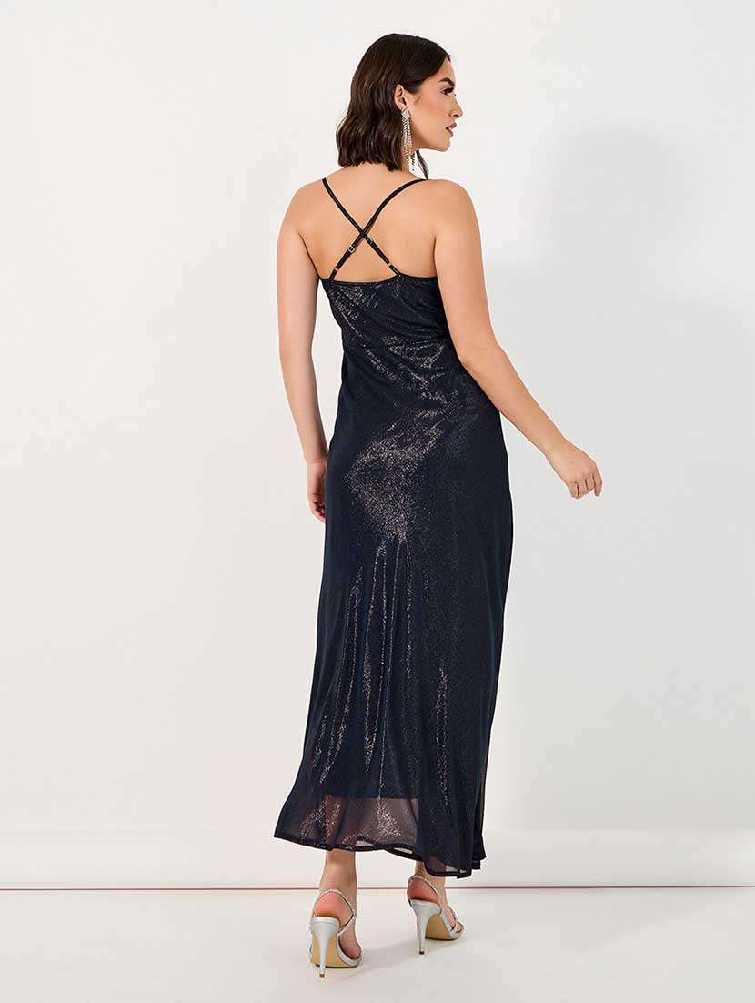 women solid cowl neck sleeveless a-line dress - 21666336 -  Standard Image - 3