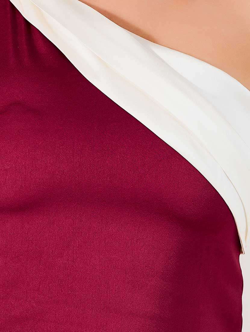 women color blocked single shoulder sheath dress - 21666338 -  Standard Image - 5