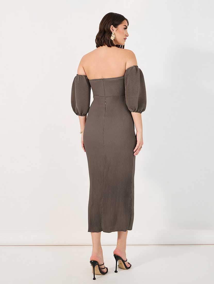 womemn solid off shoulder bodycon dress - 21666339 - Standard Image - 3