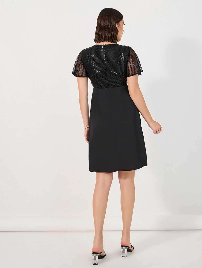 women sequined flute sleeves sheath dress - 21666353 -  Standard Image - 3