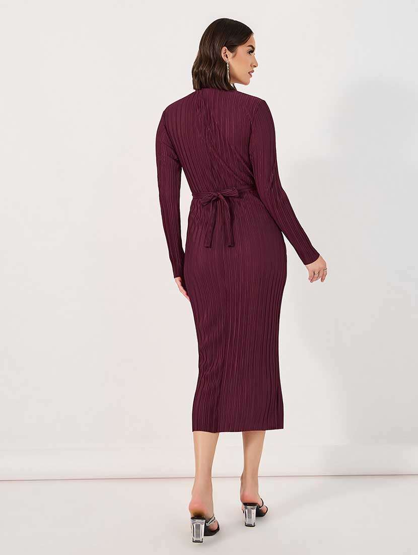 Women Solid Long Sleeves Bodycon Dress - 21666360 -  Standard Image - 3