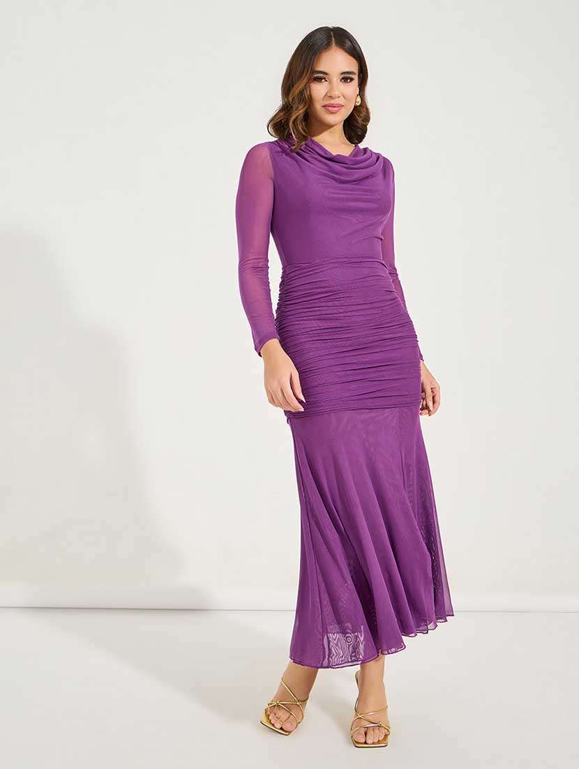 women solid ruched maxi dress - 21666375 -  Zoom Image - 0