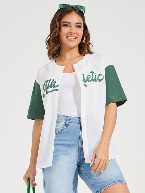women printed short sleeves oversized shirt - 21666378 - Standard Image - 0