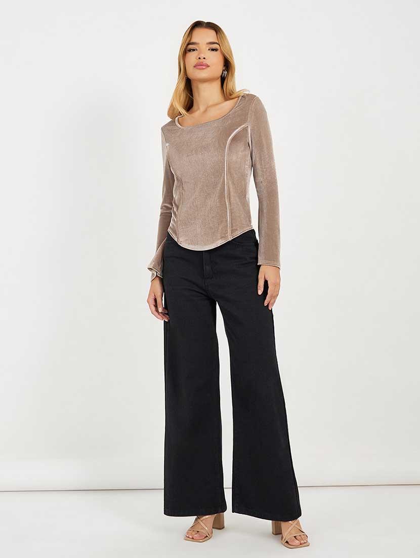 women solid bell sleeves regular top - 21666381 - Standard Image - 3