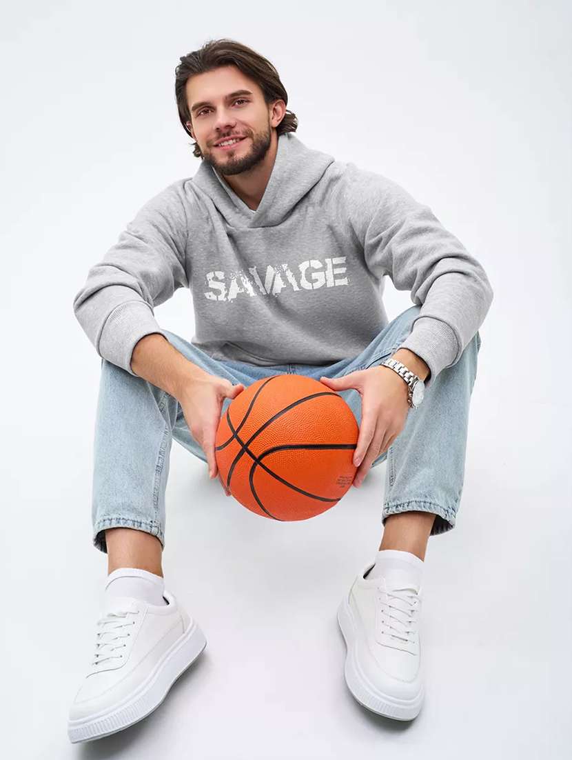 men long sleeves chest print sweatshirt - 21666572 -  Standard Image - 3