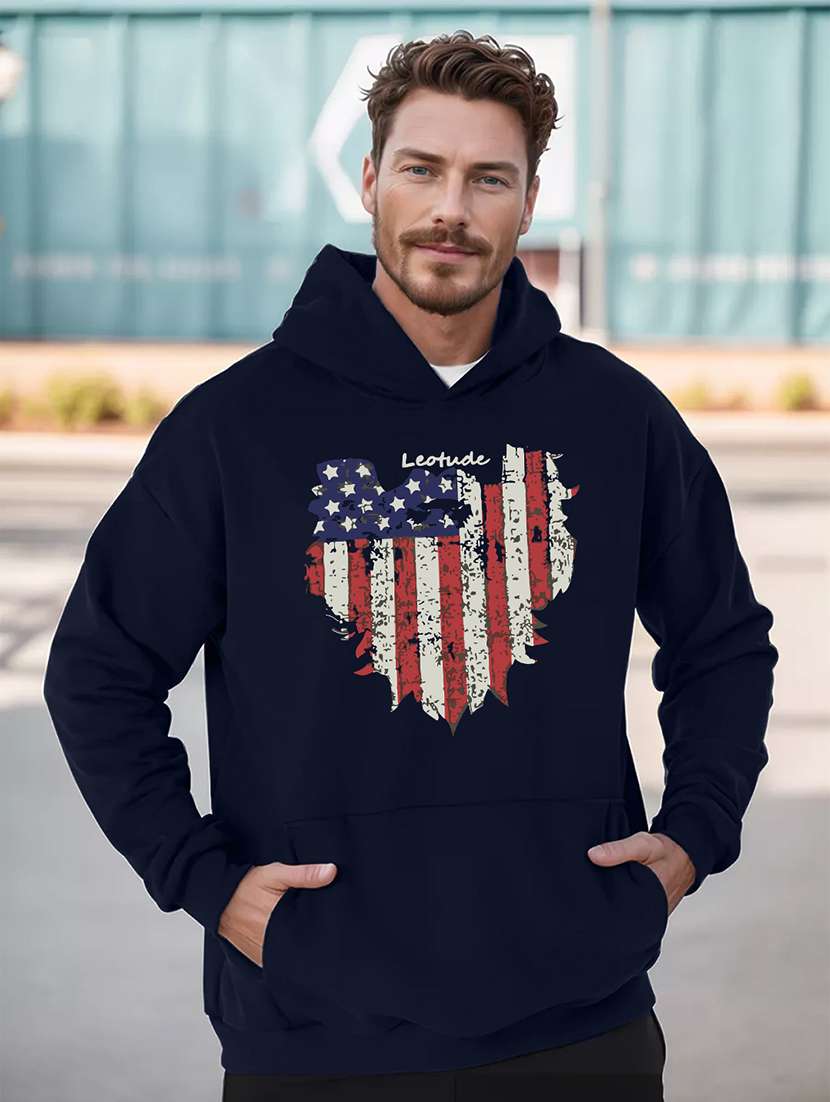 men long sleeves front print sweatshirt