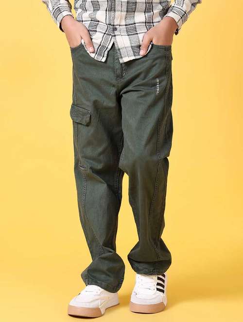 boys green solid cargo - 21666581 - Standard Image - 0