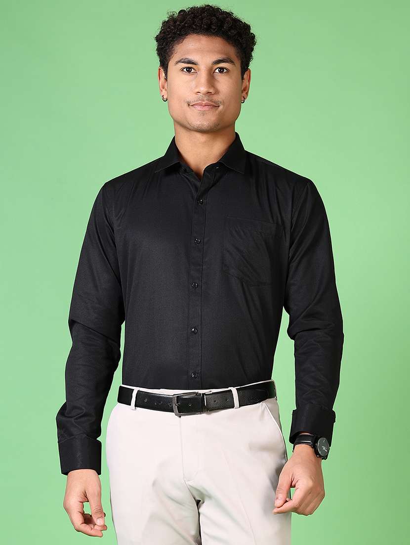 men self design long sleeve formal shirt