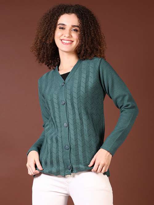 women self design long sleeve cardigan - 21666690 -  Standard Image - 0