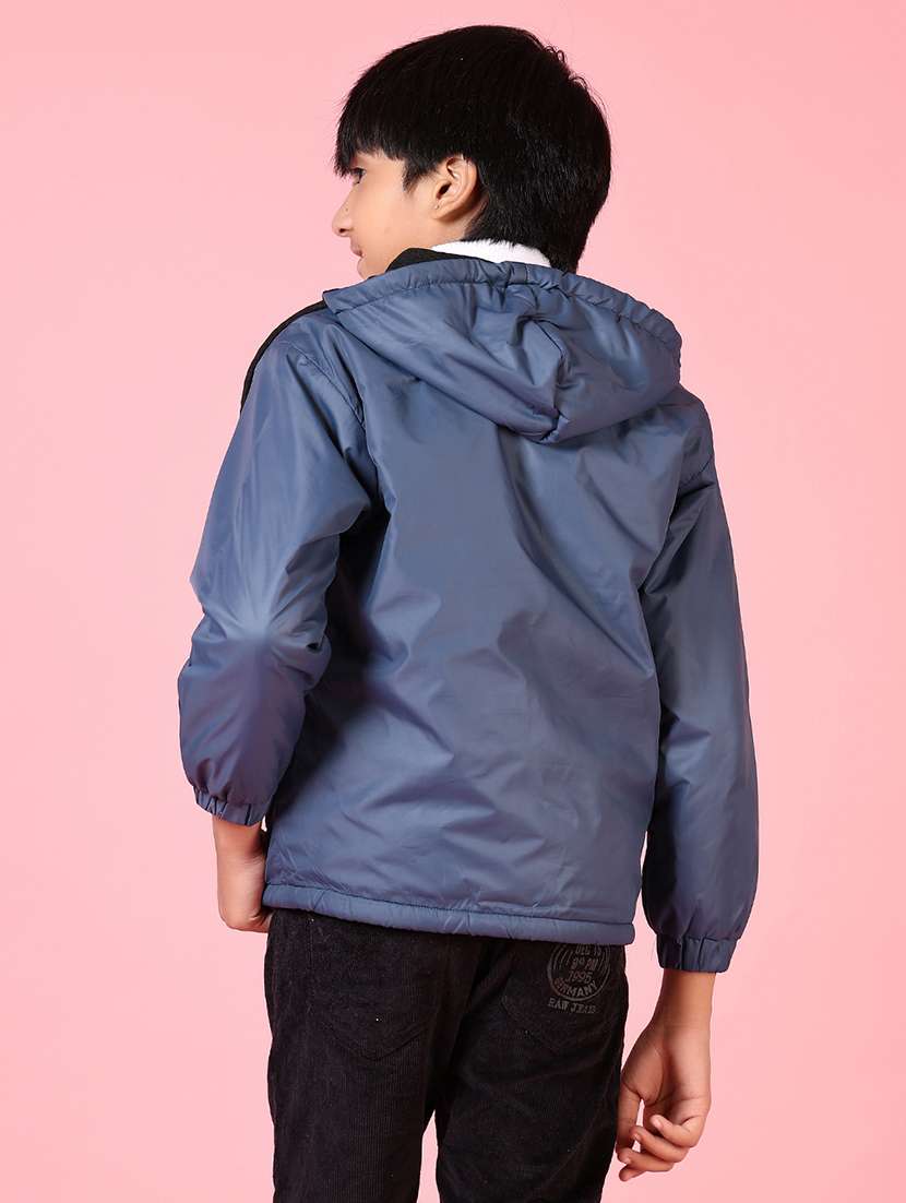 boy solid hooded long sleeves regular jacket - 21666704 -  Standard Image - 3