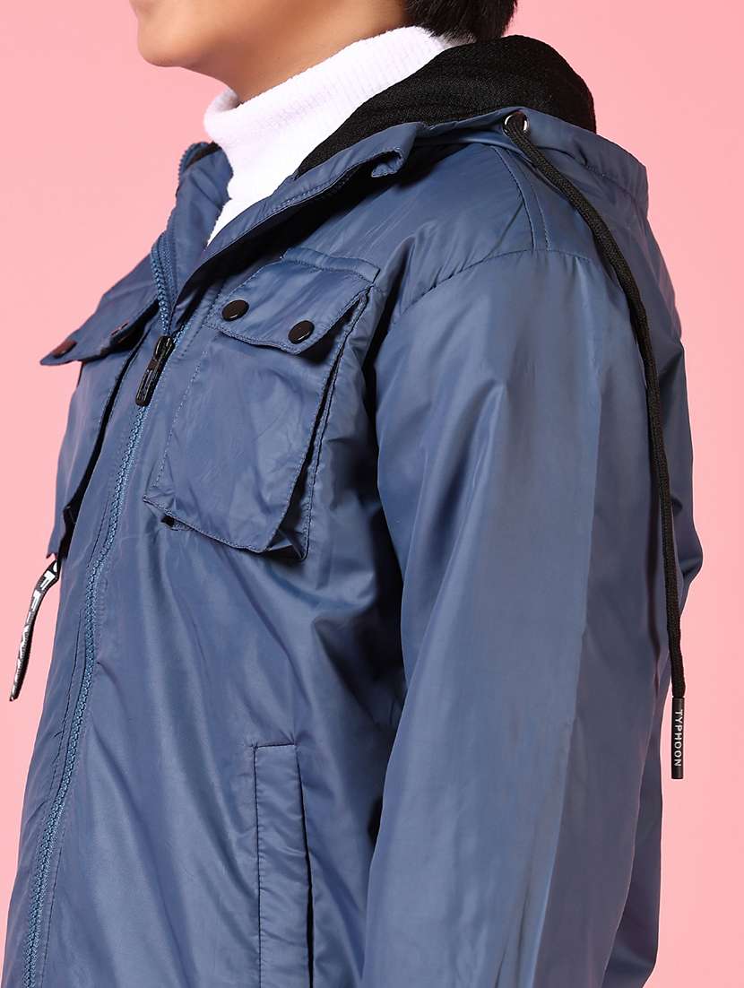 boy solid hooded long sleeves regular jacket - 21666704 -  Standard Image - 5