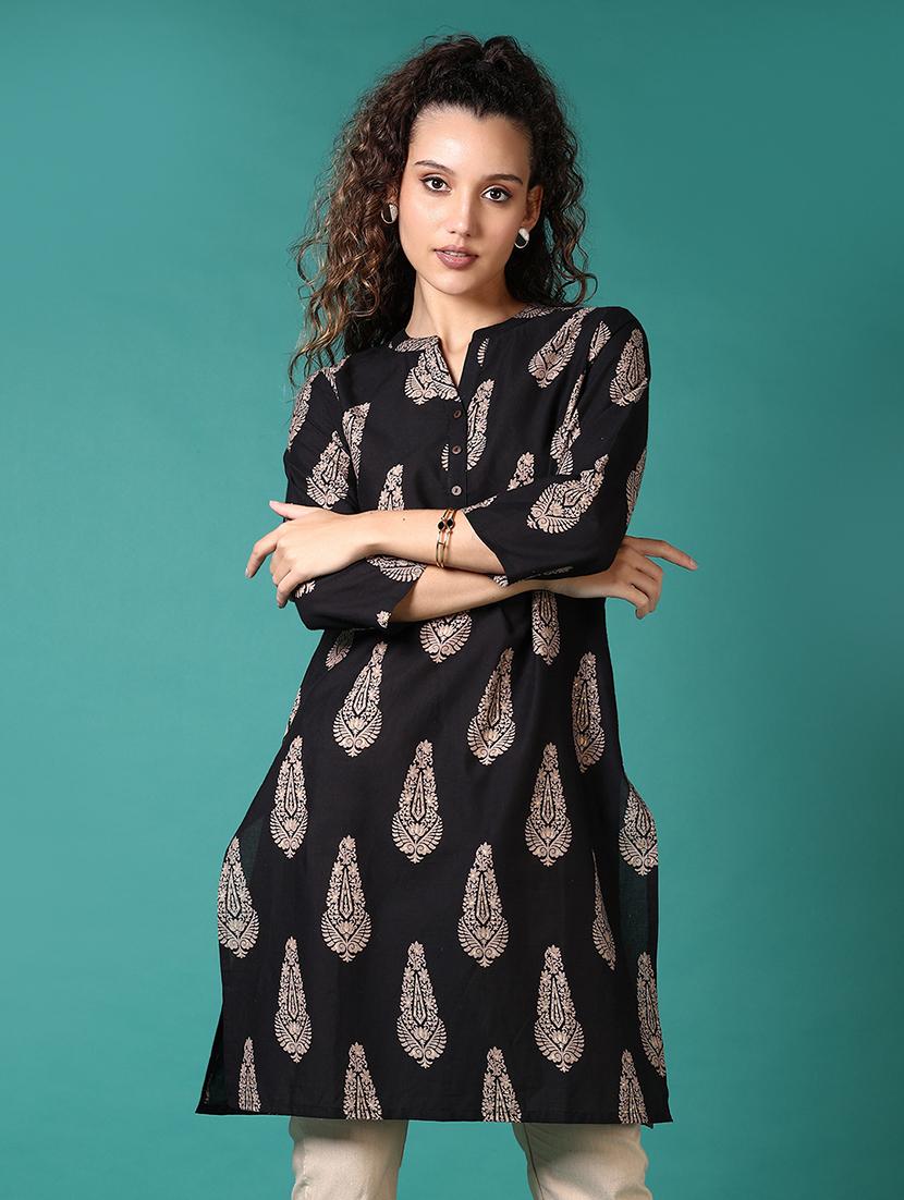 women printed three quarter sleeve straight kurta - 21666710 - Zoom Image - 0