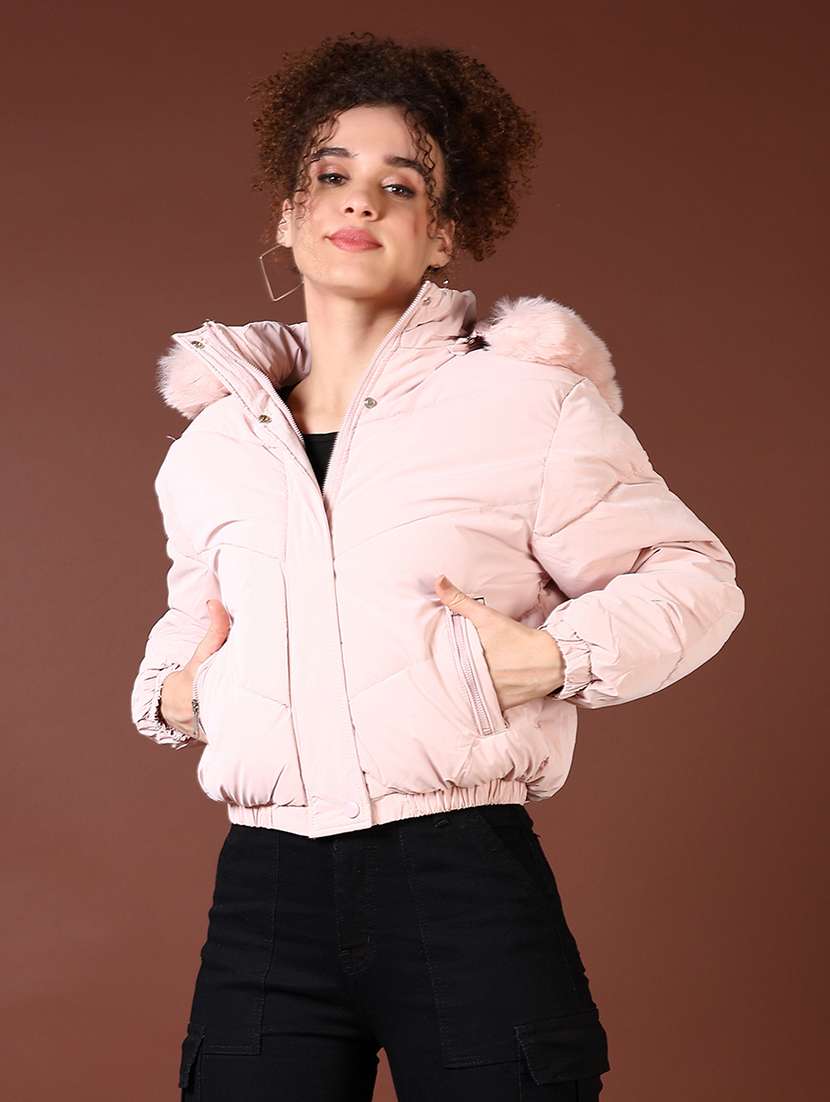 women solid long sleeve quilted jackets