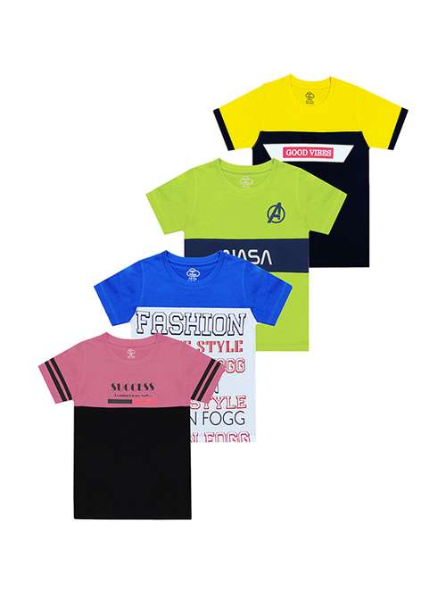 kids round neck short sleeve color block t-shirts combo - 21666977 -  Standard Image - 0