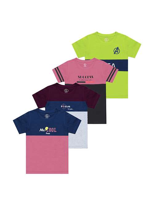 kids round neck short sleeve color block t-shirts combo - 21666981 -  Standard Image - 0