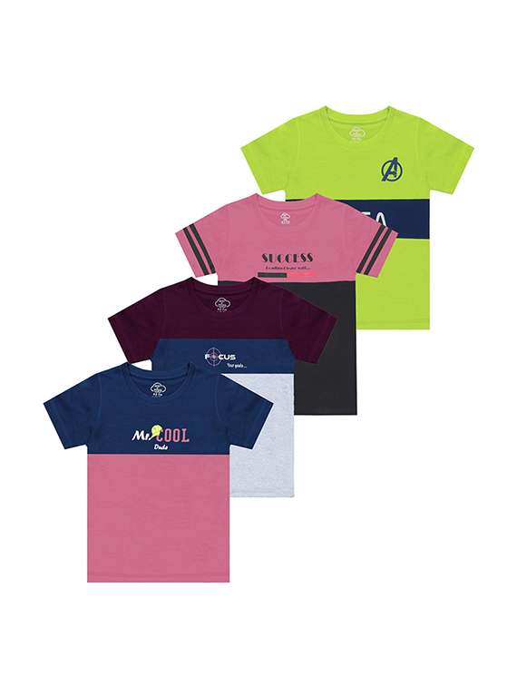 kids round neck short sleeve color block t-shirts combo - 21666981 -  Zoom Image - 0