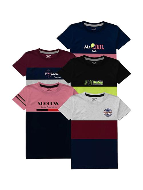 kids round neck short sleeve color block t-shirts combo - 21666986 - Standard Image - 0