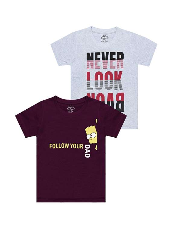 kids round neck short sleeve printed t-shirts combo