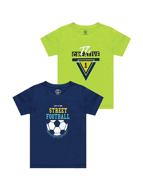 kids round neck short sleeve printed t-shirts combo