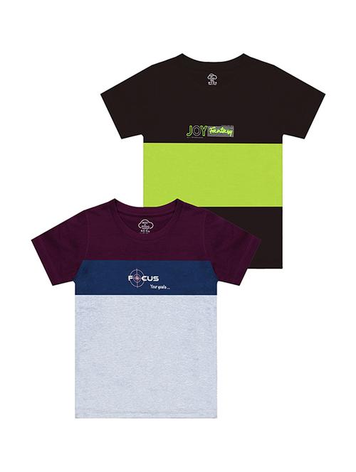 kids round neck short sleeve color block t-shirts combo - 21666991 -  Standard Image - 0