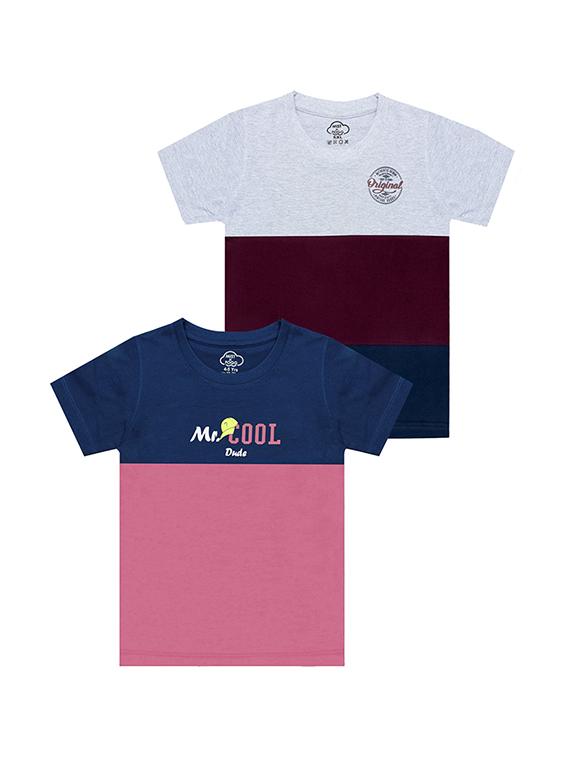 kids round neck short sleeve color block t-shirts combo - 21666992 - Zoom Image - 0