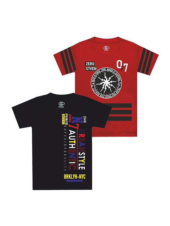 kids round neck short sleeve printed t-shirts combo