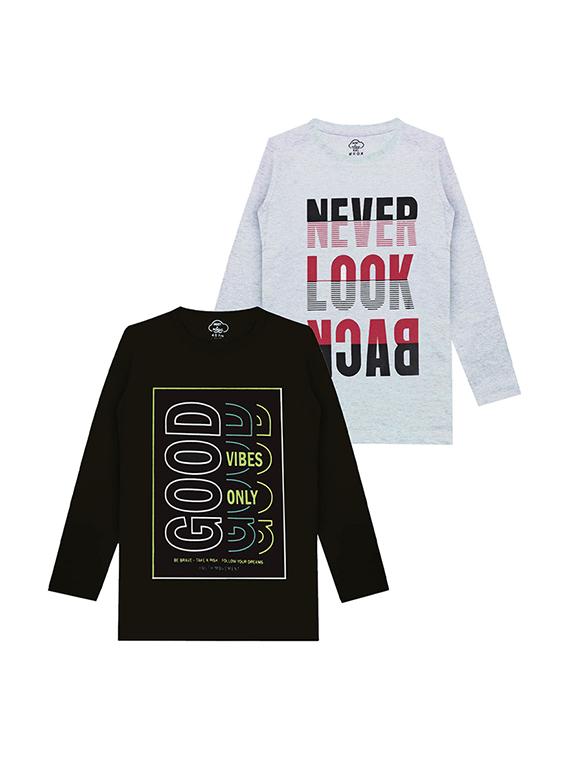 kids round neck long sleeve printed t-shirts combo - 21667003 -  Zoom Image - 0
