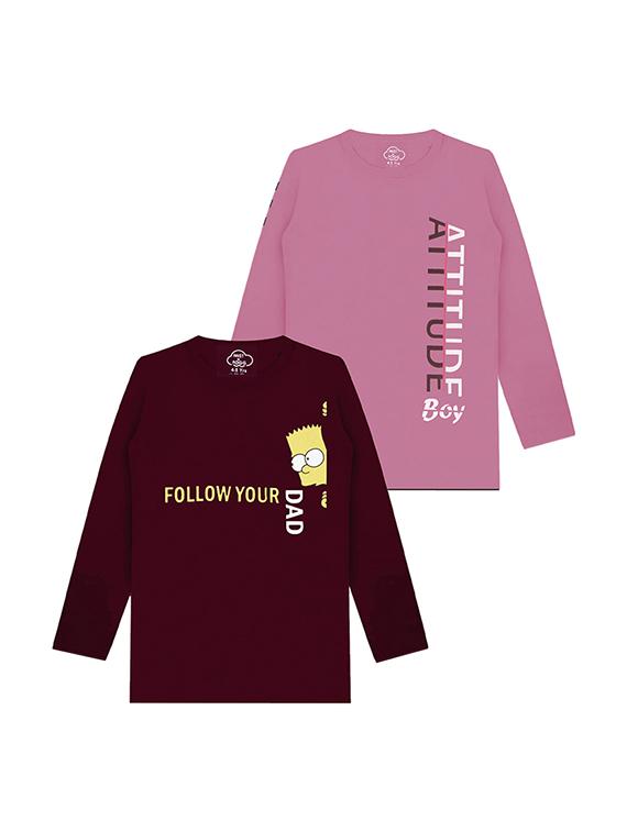 kids round neck long sleeve printed t-shirts combo - 21667004 - Zoom Image - 0