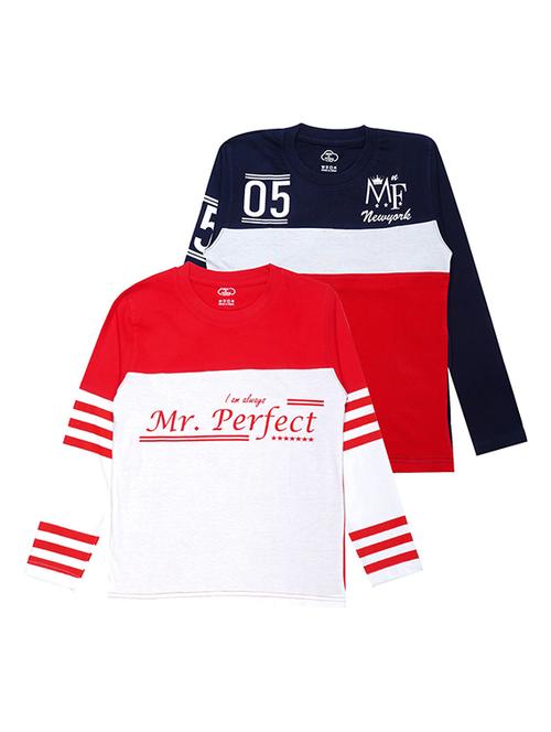 kids round neck long sleeve color block t-shirts combo - 21667011 -  Standard Image - 0