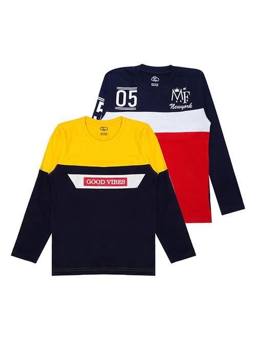 kids round neck long sleeve color block t-shirts combo - 21667012 -  Standard Image - 0