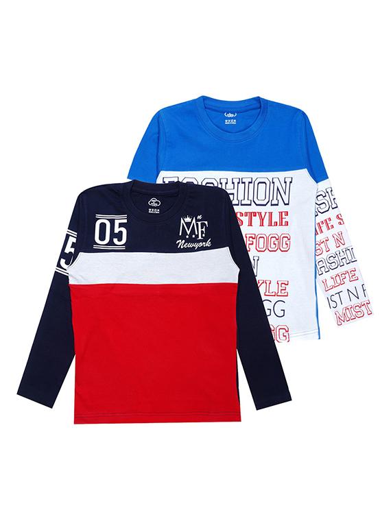 kids round neck long sleeve color block t-shirts combo - 21667013 -  Zoom Image - 0
