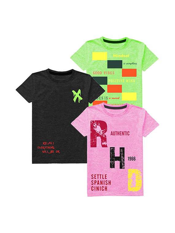 kids round neck short sleeve printed t-shirts combo