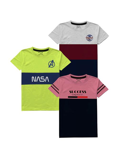 kids round neck short sleeve color block t-shirts combo - 21667024 - Standard Image - 0