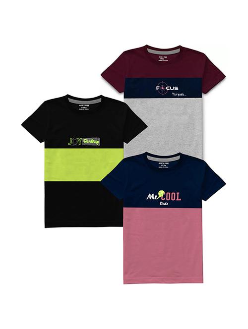 kids round neck short sleeve color block t-shirts combo - 21667025 -  Standard Image - 0