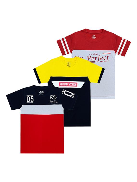 kids round neck short sleeve color block t-shirts combo - 21667026 -  Zoom Image - 0