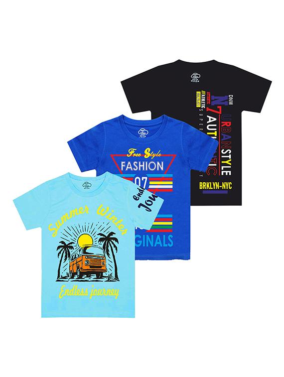 kids round neck printed t-shirts combo - 21667027 -  Zoom Image - 0