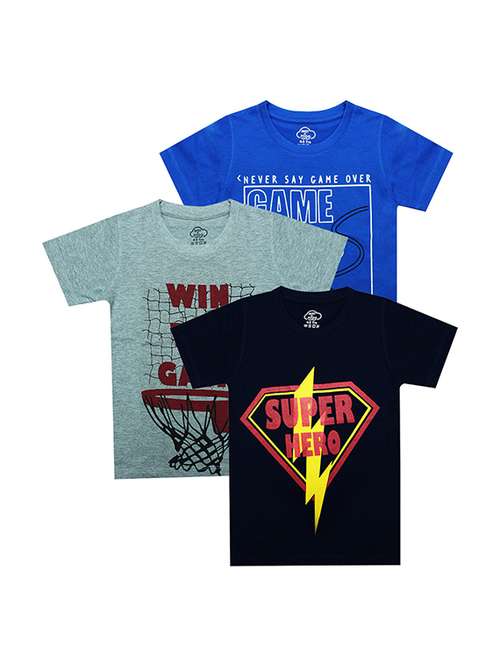 kids round neck printed t-shirts combo - 21667028 - Standard Image - 0