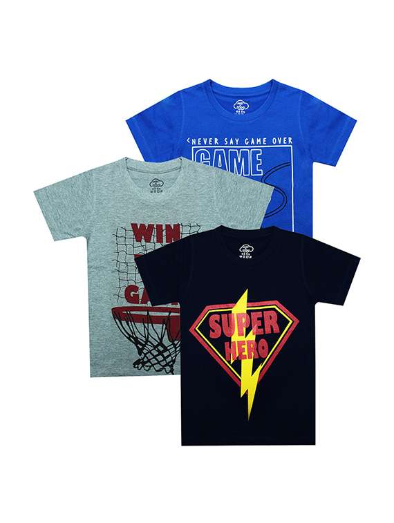 kids round neck printed t-shirts combo - 21667028 - Zoom Image - 0