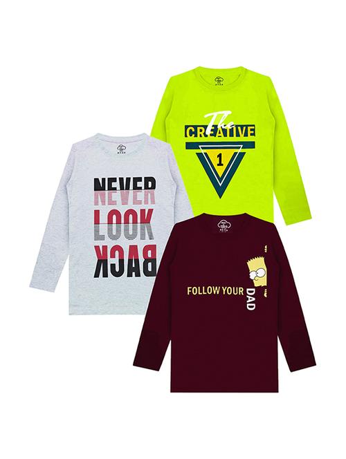 kids round neck printed t-shirts combo - 21667032 - Standard Image - 0