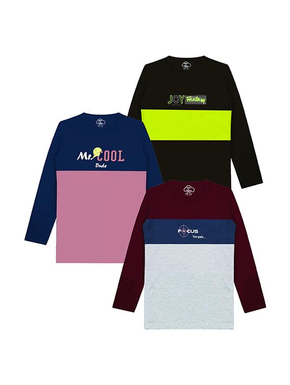 kids round neck printed t-shirts combo - 21667034 -  Zoom Image - 0