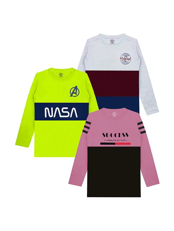 kids round neck printed t-shirts combo - 21667035 -  Zoom Image - 0