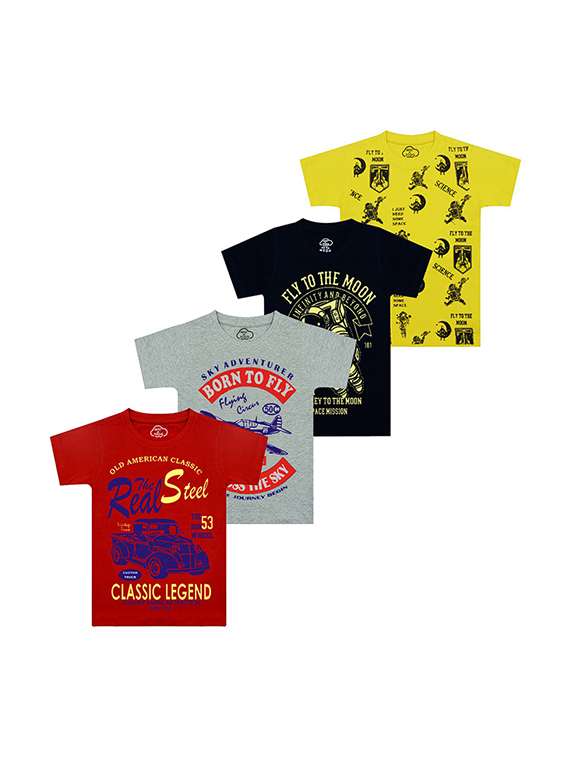 kids round neck printed t-shirts combo