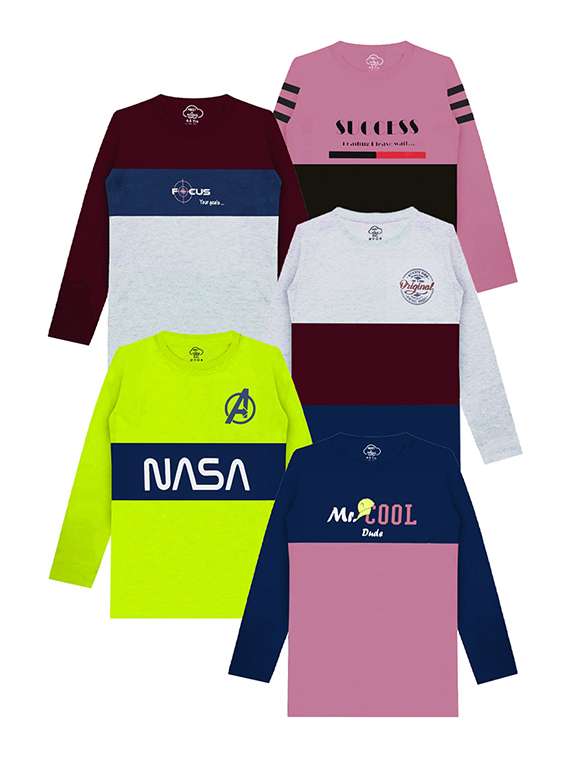 kids round neck printed t-shirts combo - 21667037 -  Zoom Image - 0